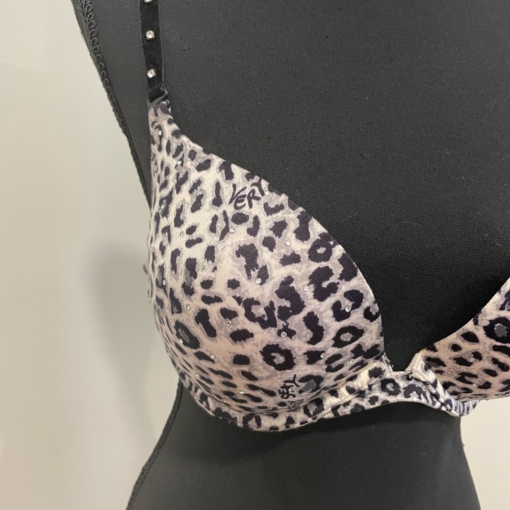 Snow Leopard Print Women's Bra Victoria’s Secret Very Sexy Push Up 36D velvet - Picture 5 of 8